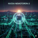 Nvidia Nemotron-3 yapay zeka motorunu ve teknolojik ağları simgeleyen fütüristik bir görsel.
