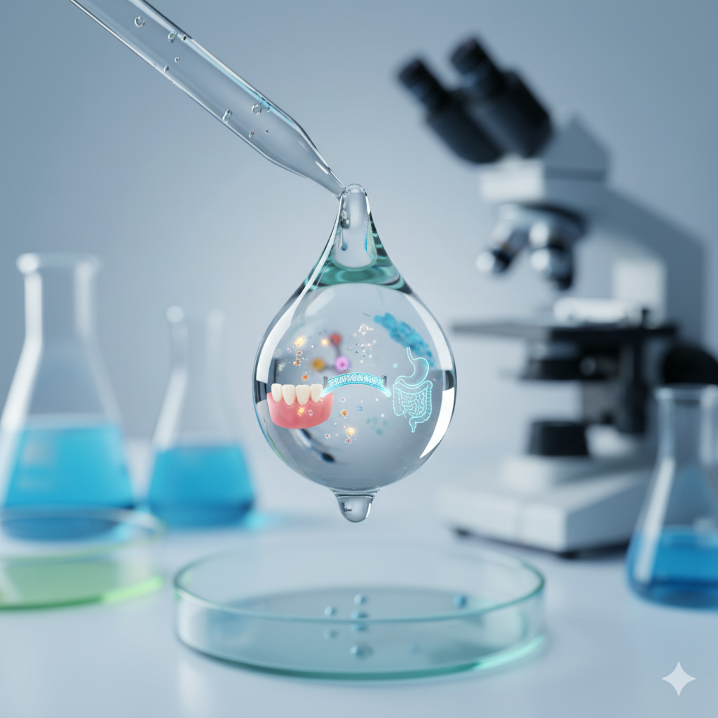 Ağız içindeki koruyucu sıvı tabakasını, diş minesi üzerindeki savunma etkisini ve biyolojik sağlığı temsil eden temiz, aydınlık ve ferah bir tıbbi illüstrasyon.