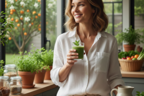 Hafızayı doğal yollarla geliştiren mutlu ve sağlıklı bir kadın