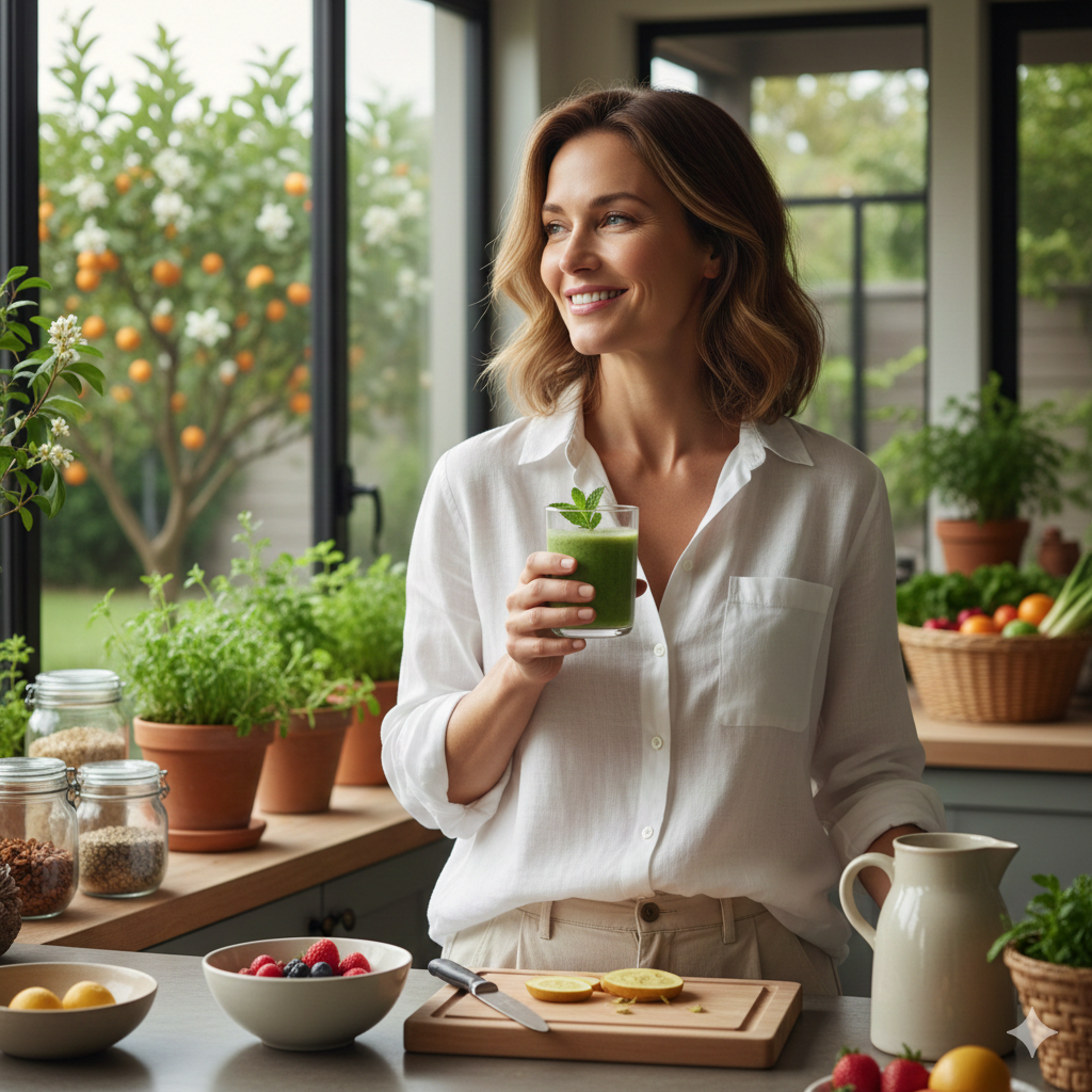 Hafızayı doğal yollarla geliştiren mutlu ve sağlıklı bir kadın